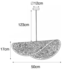 Oosterse hanglamp zwart met goud 50 cm - Japke