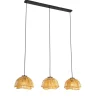 Oosterse hanglamp zwart met naturel bamboe 3-lichts - Pua