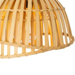 Oosterse hanglamp zwart met naturel bamboe 3-lichts - Pua