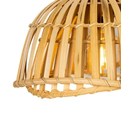 Oosterse hanglamp zwart met naturel bamboe 3-lichts - Pua