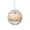 Oosterse hanglamp zwart met rotan 38 cm - Emir
