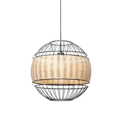 Oosterse hanglamp zwart met rotan 38 cm - Emir
