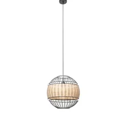 Oosterse hanglamp zwart met rotan 38 cm - Emir