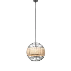 Oosterse hanglamp zwart met rotan 38 cm - Emir