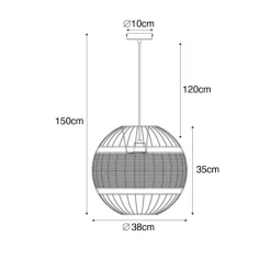 Oosterse hanglamp zwart met rotan 38 cm - Emir