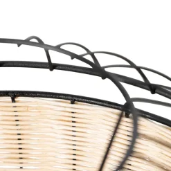 Oosterse hanglamp zwart met rotan 38 cm - Emir
