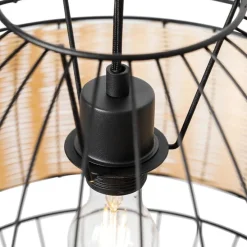 Oosterse hanglamp zwart met rotan 38 cm - Emir