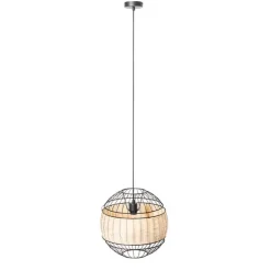 Oosterse hanglamp zwart met rotan 38 cm - Emir