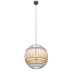 Oosterse hanglamp zwart met rotan 38 cm - Emir
