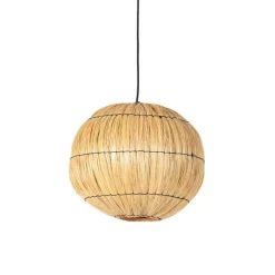Oosterse hanglamp zwart met zeegras - Canno