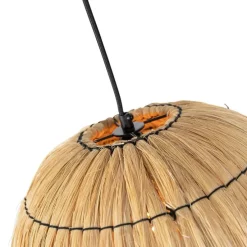 Oosterse hanglamp zwart met zeegras - Canno