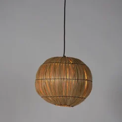 Oosterse hanglamp zwart met zeegras - Canno