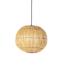 Oosterse hanglamp zwart met zeegras - Canno