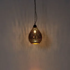 Oosterse hanglamp zwart met koper - Maru 5