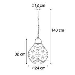 Oosterse hanglamp zwart met koper - Maru 5