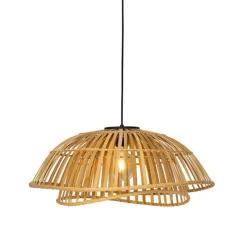 Oosterse hanglamp zwart met naturel bamboe 62 cm - Pua
