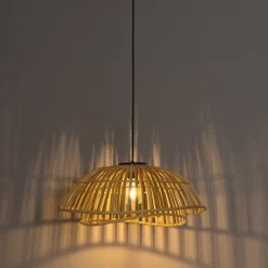 Oosterse hanglamp zwart met naturel bamboe 62 cm - Pua