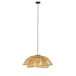 Oosterse hanglamp zwart met naturel bamboe 62 cm - Pua