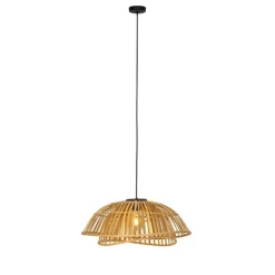 Oosterse hanglamp zwart met naturel bamboe 62 cm - Pua