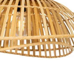Oosterse hanglamp zwart met naturel bamboe 62 cm - Pua
