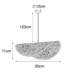 Oosterse hanglamp zwart met goud 35 cm - Japke