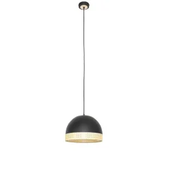 Oosterse hanglamp zwart met rotan 30 cm - Magna Rotan