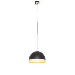 Oosterse hanglamp zwart met rotan 30 cm - Magna Rotan