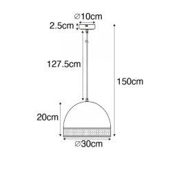 Oosterse hanglamp zwart met rotan 30 cm - Magna Rotan