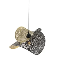Oosterse hanglamp zwart met goud 28 cm - Japke