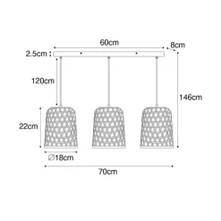 Oosterse hanglamp zwart met bamboe 3-lichts - Rayan