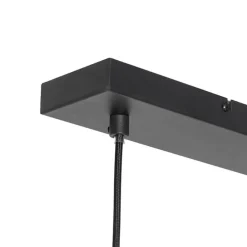 Oosterse hanglamp zwart met rotan 3-lichts langwerpig - Akira