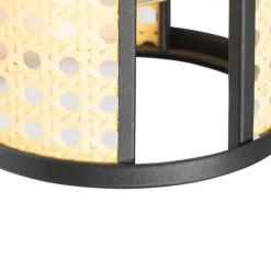 Oosterse hanglamp zwart met rotan 3-lichts langwerpig - Akira
