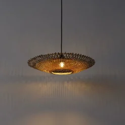 Oosterse hanglamp zwart met bamboe 50cm - Rina