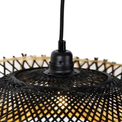 Oosterse hanglamp zwart met bamboe 50cm - Rina