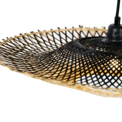 Oosterse hanglamp zwart met bamboe 50cm - Rina