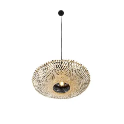 Oosterse hanglamp zwart met bamboe 50cm - Rina