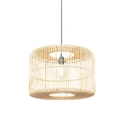 Oosterse hanglamp zwart met rotan kap - Maud
