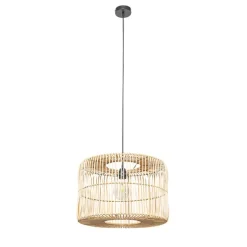 Oosterse hanglamp zwart met rotan kap - Maud