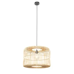 Oosterse hanglamp zwart met rotan kap - Maud
