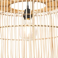 Oosterse hanglamp zwart met rotan kap - Maud