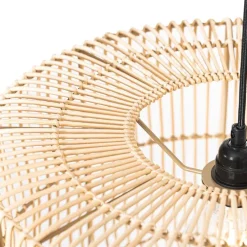 Oosterse hanglamp zwart met rotan kap - Maud