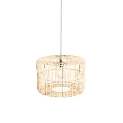 Oosterse hanglamp zwart met rotan kap - Maud