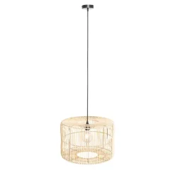 Oosterse hanglamp zwart met rotan kap - Maud