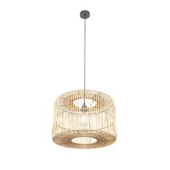 Oosterse hanglamp zwart met rotan kap - Maud