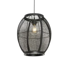 Oosterse hanglamp zwart stof 35 cm - Rob