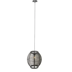 Oosterse hanglamp zwart stof 35 cm - Rob