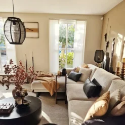 Oosterse hanglamp zwart stof 35 cm - Rob