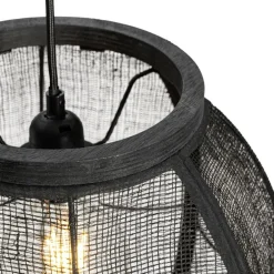 Oosterse hanglamp zwart stof 35 cm - Rob