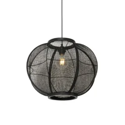 Oosterse hanglamp zwart stof 48 cm - Rob