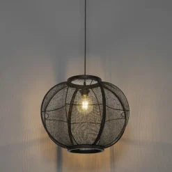 Oosterse hanglamp zwart stof 48 cm - Rob